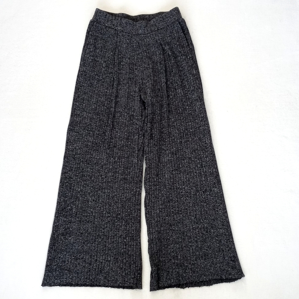 Banana Republic Women's Black White Heathered Knit Rayon Blend Wide Leg Pants XS - Picture 14 of 16
